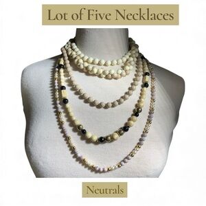 Lot of Five Neutral Necklaces Vintage and Modern